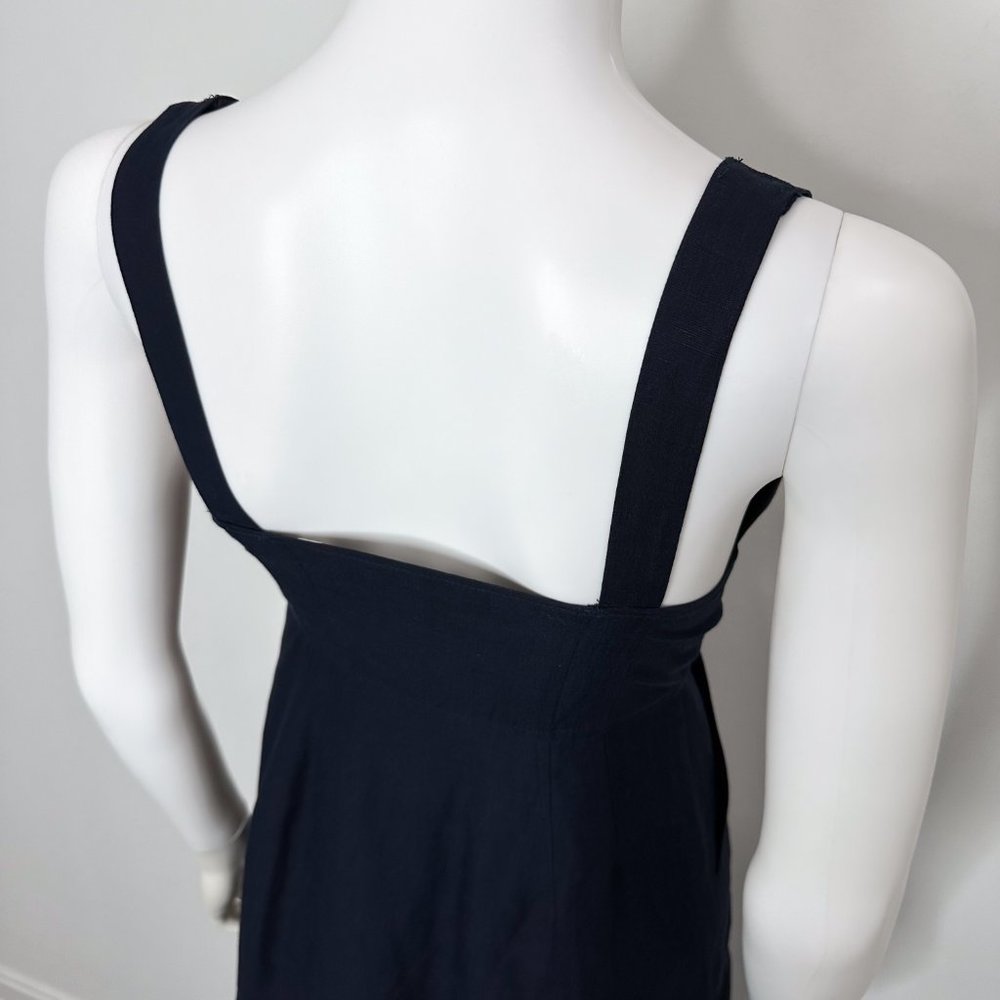 A.L.C. Jolie Silk & Linen Blend Tiered Button Front Midi Dress in Navy Blue Sz 2 - Picture 10 of 16